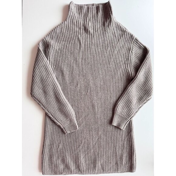 Aritzia WILFRED Montpellier Taupe Ribbed Mock Neck Mini Sweater Dress, Size S - Picture 5 of 16